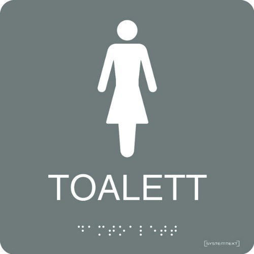 Skylt taktil toalett dam