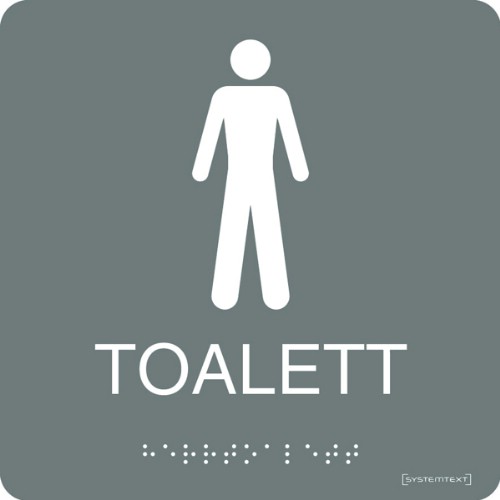Skylt taktil toalett herr