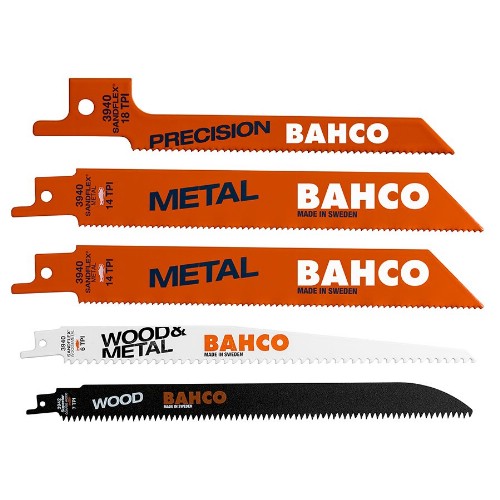 Tigersågbladsats BAHCO 3940-MIX-SET-5P Trä, metall 5 delar