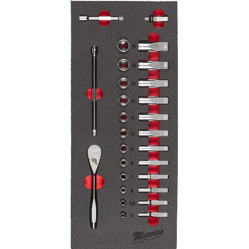 Pipenøkkelsett 1/4" mm MILWAUKEE i skuminnsats