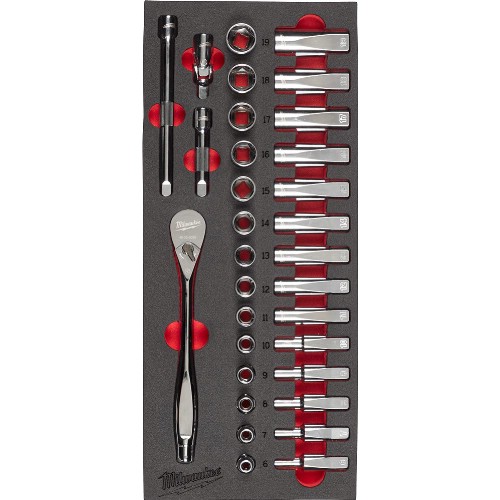 Pipenøkkelsett 3/8" mm MILWAUKEE i skuminnsats