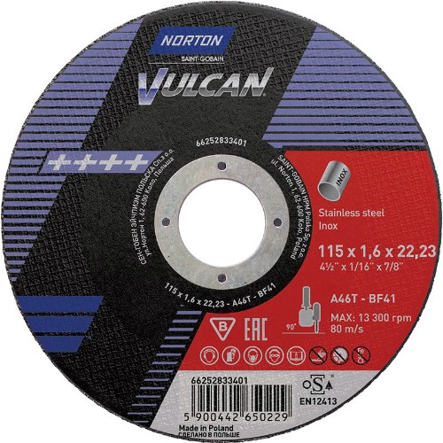 Kapskiva NORTON Vulcan Inox Typ 41