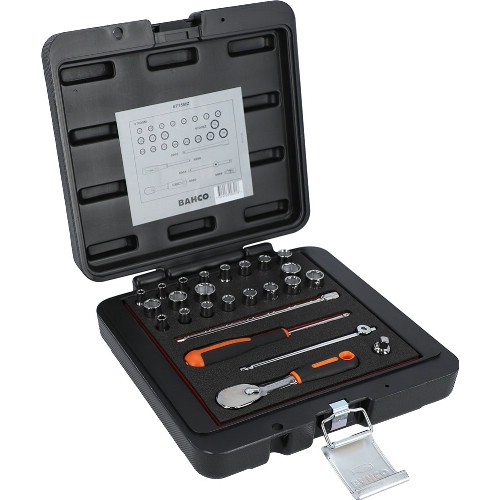 Pipenøkkelsett 1/4" mm/tomme 25 deler BAHCO 6715MZ