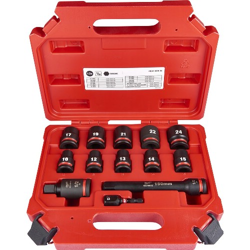 Krafthylssats 1/2" mm MILWAUKEE Shockwave Impact Duty 13 delar